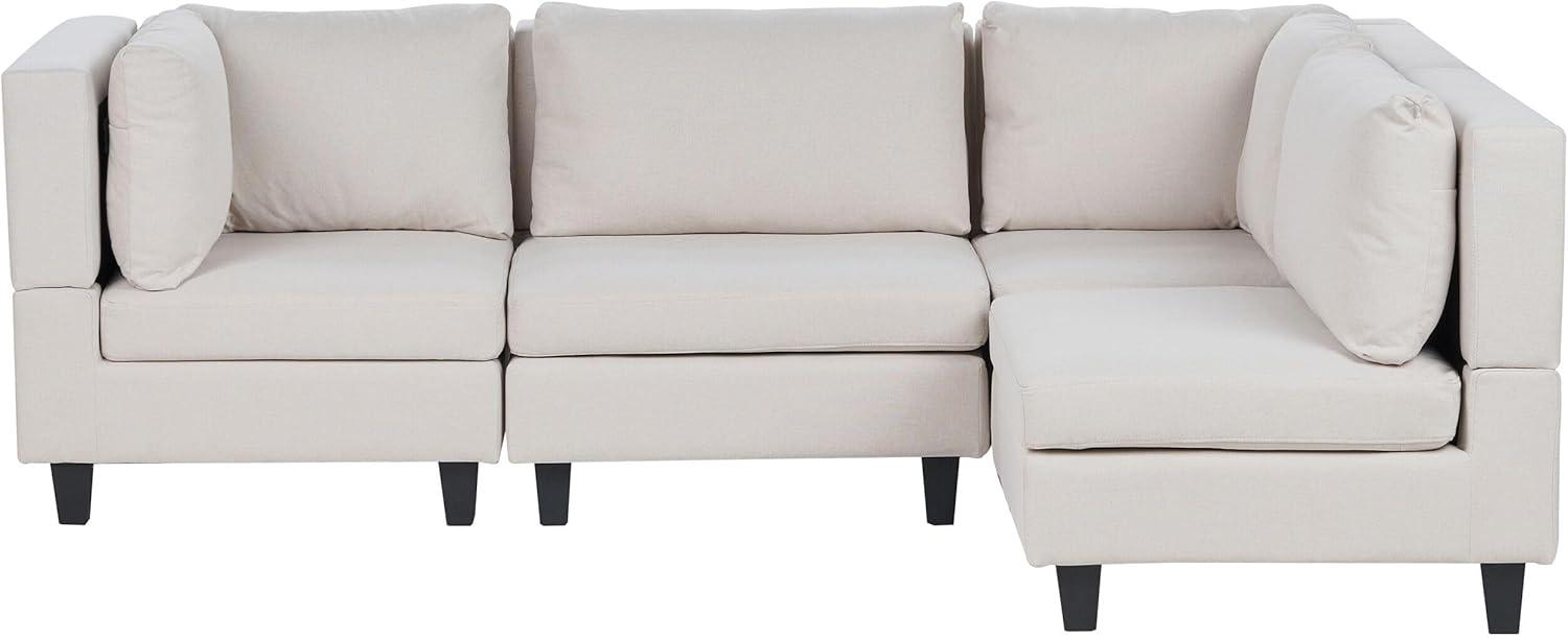 4-Sitzer Ecksofa Leinenoptik hellbeige linksseitig UNSTAD Bild 1