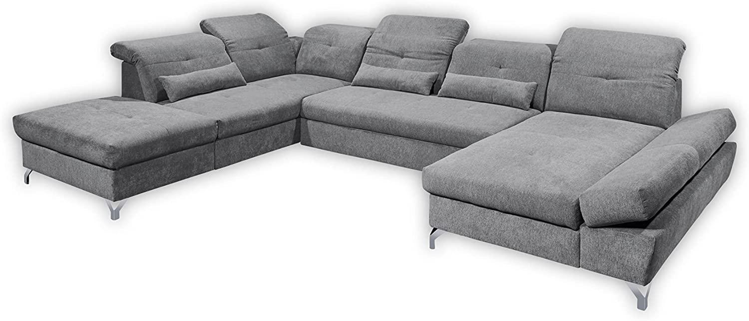 Couch MELFI L Sofa Schlafcouch Wohnlandschaft Schlaffunktion dunkelgrau U-Form Bild 1