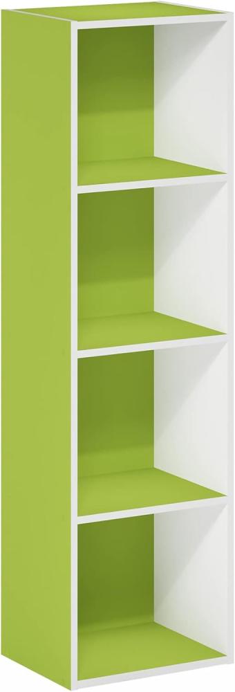 Furinno Pasir 4-stufiges Bücherregal mit offenem Regal, Grün/Weiß Bild 1