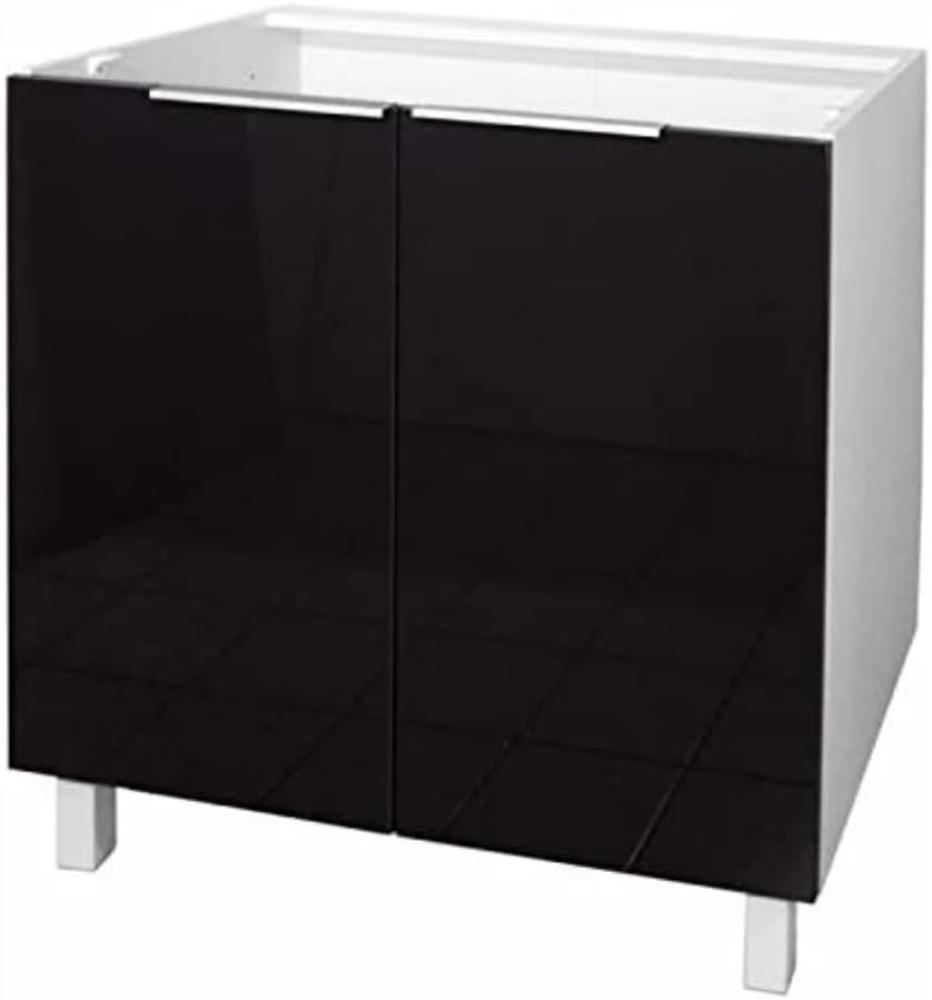 Berlioz Creations CP8BN Unterschrank für Küche mit 2 Türen in schwarzem Hochglanz, 80 x 52 x 83 cm, 100 Prozent französische Herstellung Bild 1