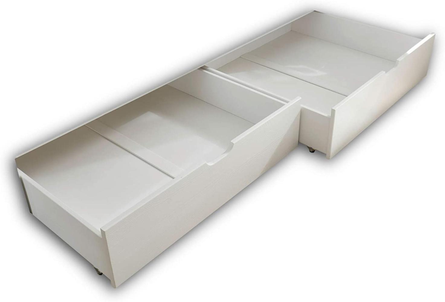 Universal Schubladen-Set für Kinderbetten Kiefer massiv Weiß Bild 1