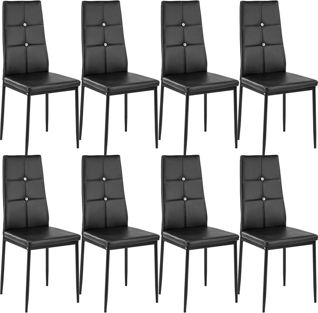 8 Esszimmerstühle, Kunstleder mit Glitzersteinen - schwarz Bild 1