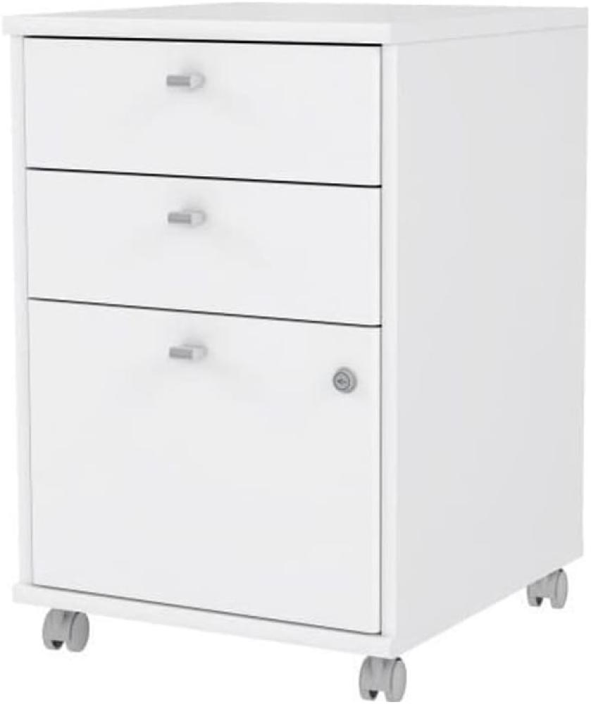 Rollcontainer NET Weiß mit 2 Schubladen und Tür abschließbar Bild 1