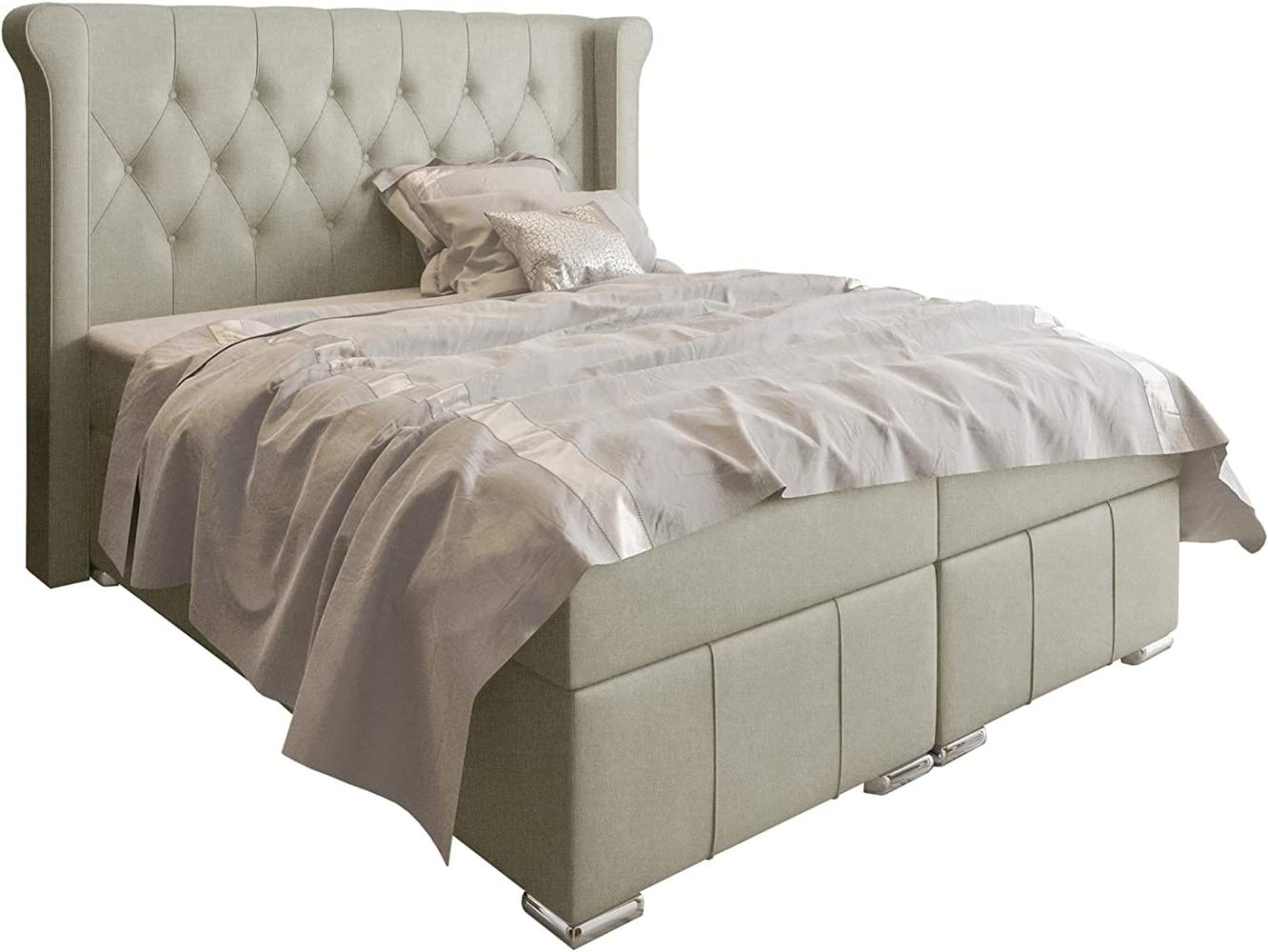 Stylefy 'Alonzo' Boxspringbett, Strukturstoff Inari Beige 160 x 200 cm Bild 1