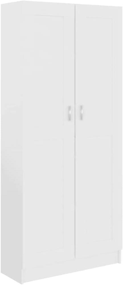 vidaXL Bücherschrank mit 5 Fächern 2 Türen Büroschrank Aktenschrank Bücherregal Schrank Aktenregal Standregal Weiß 82,5x30,5x185,5cm Spanplatte Bild 1