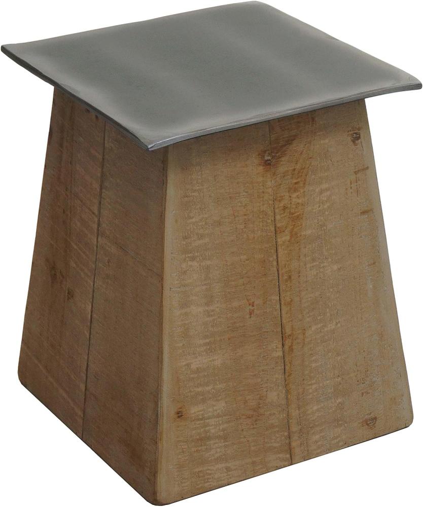 Beistelltisch HWC-L76b, Blumentisch Tisch, Industrial Massiv-Holz MVG-zertifiziert 45x36x36cm, natur mit Metall-Optik Bild 1
