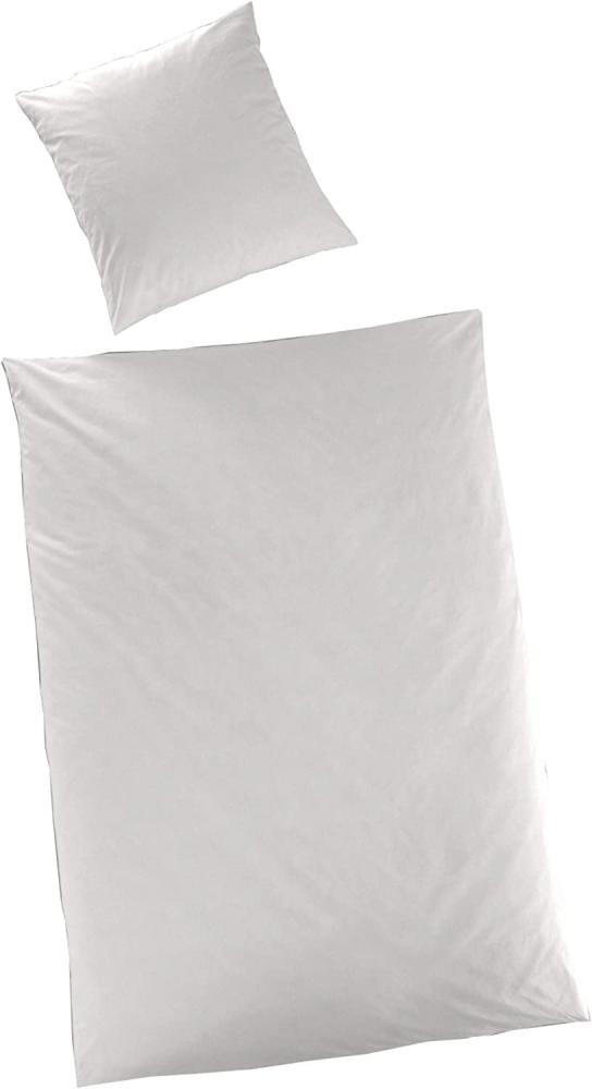 Hahn Haustextilien Luxus-Satin Bettwäsche uni Farbe weiß Größe 135x200 cm Bild 1