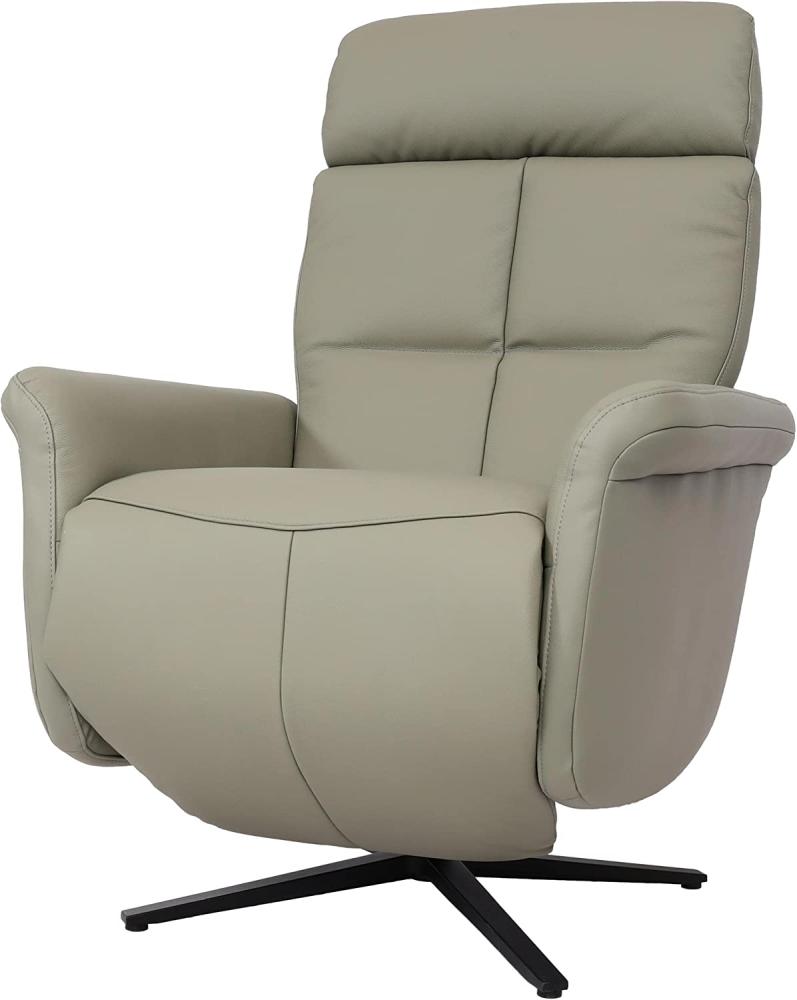 Relaxsessel HWC-L10, Design Fernsehsessel TV-Sessel Liegesessel, Liegefunktion drehbar, Voll-Leder ~ grau Bild 1