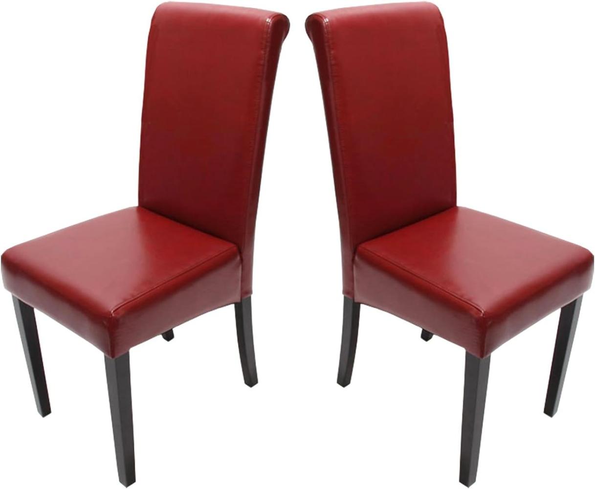 2er-Set Esszimmerstuhl Stuhl Küchenstuhl Novara II, Leder ~ rot, dunkle Beine Bild 1