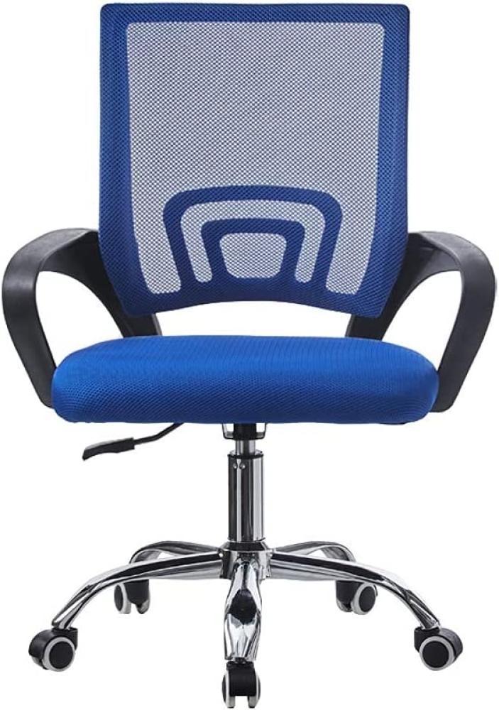 CLIPOP Bürostuhl Modern Computer Drehstuhl ergonomisch mit Lendenwirbelstütze, höhenverstellbar, Computerstuhl Chefsessel für Zuhause, Büro, blau Bild 1
