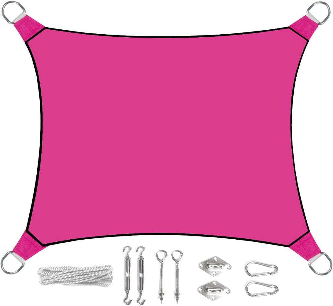 Sonnensegel Rechteckig 2x3m Pink mit Ösenset - Sonnenschutz für Balkon Terrasse Bild 1