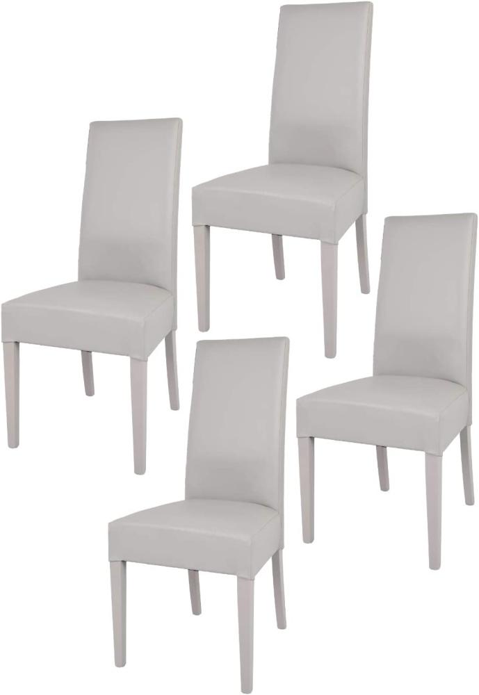 Tommychairs - 4er Set Moderne Stühle Luisa für Küche und Esszimmer, robuste Struktur aus lackiertem Buchenholz Farbe Hellgrau, Gepolstert und mit hellgrauem Kunstleder bezogen Bild 1