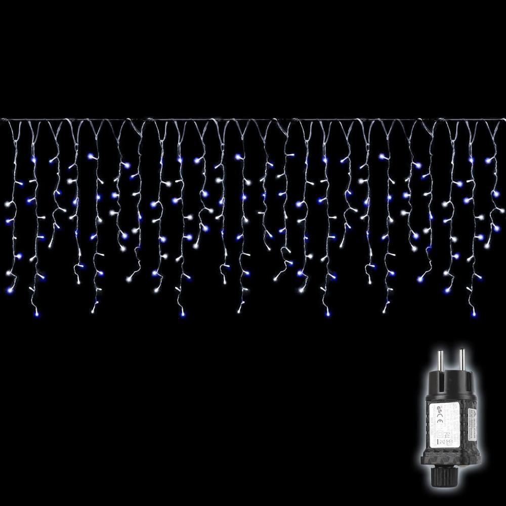 SALCAR 5m LED Eisregen Lichterkette Außen Innen, Lichtervorhang Fenster Weihnachten, Weihnachtsbeleuchtung Strom 31V mit 8 Beleuchtungsmodi und Memory-Funktion, Blau-Weiß Bild 1