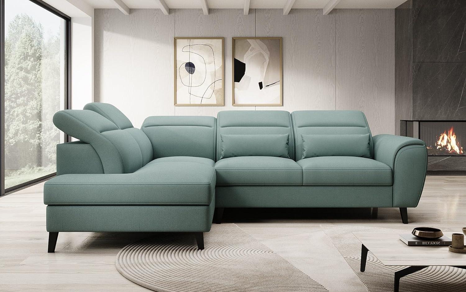 Designer Sofa Nobile mit verstellbarer Rückenlehne Stoff Grün Links Bild 1