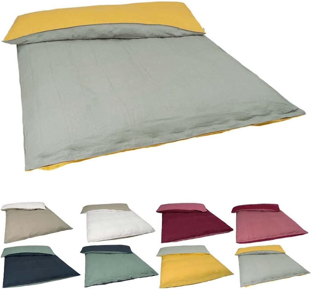 Bettbezug Doubleface ca. 135x200 cm zitronen-gelb/stein-grau 100% Leinen beties "Leinen" Bild 1