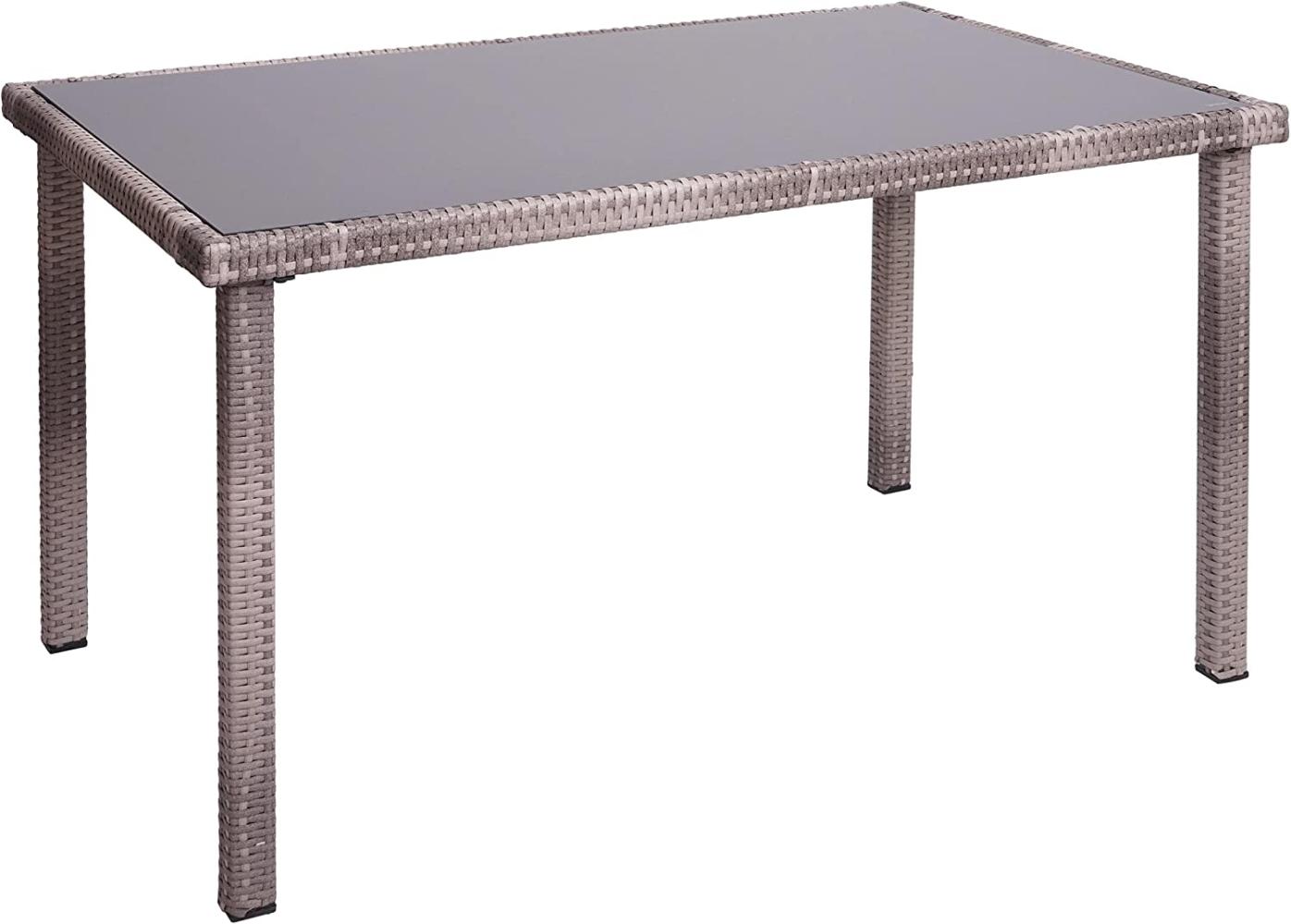 Poly-Rattan Tisch HWC-G19, Gartentisch Balkontisch, 120x75cm ~ grau-braun Bild 1