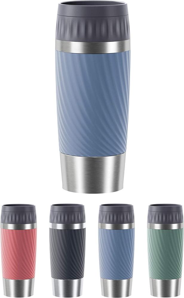 EMSA 'Travel Mug Easy Twist' Isolierbecher, Edelstahl/Silikon, blau, 360 ml Bild 1