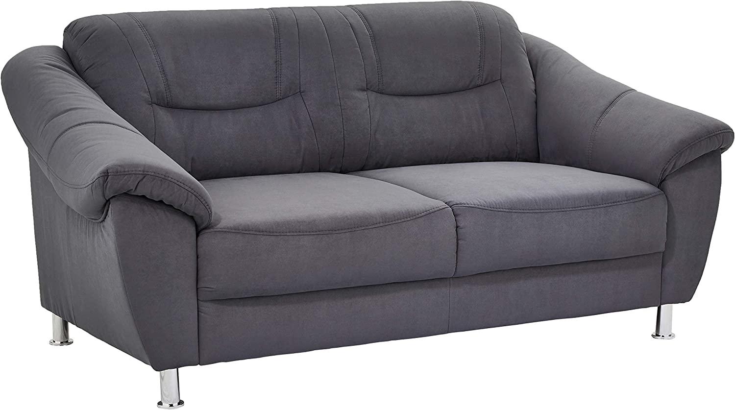Cavadore 2-Sitzer Sofa Salisa, 2er Sofa mit Federkern im klassischen Design, 182 x 86 x 90, mikrofaser grau Bild 1