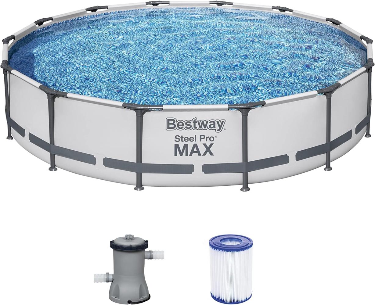 Steel Pro MAX™ Frame Pool-Set mit Filterpumpe Ø 427 x 84 cm, lichtgrau, rund Bild 1