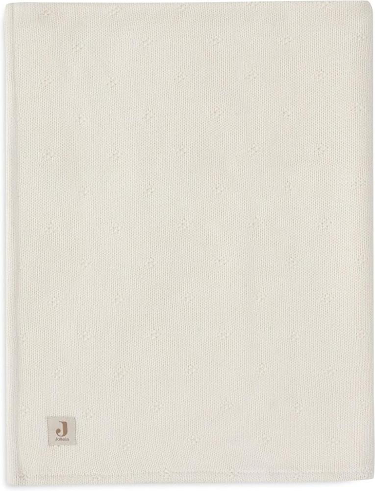 Jollein Babydecke Cosy Knit, Ivory - Velvet - 100x150cm - 60% Baumwolle, 40% Acryl, Innenseite 100% Polyester - Fürs Kinderbett - 2.0 TOG - OEKO-TEX Zertifiziert - Strickmuster Bild 1