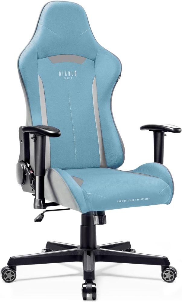 Diablo X-ST4RTER Gaming Stuhl Chair Bürostuhl Schreibtischstuhl Ergonomisch Stoffbezug 2D Armlehnen Kippmechanismus (Hellblau) Bild 1