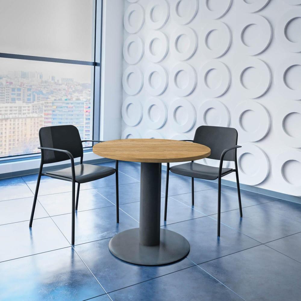 Weber Büro Optima runder Besprechungstisch Ø 80 cm Bernstein-Eiche Anthrazites Gestell Tisch Esstisch Bild 1