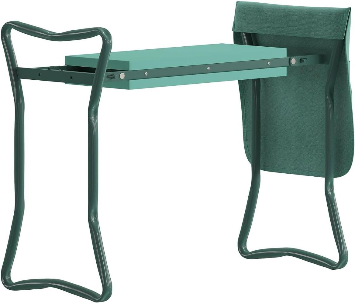 Flash Furniture Assisi Faltbare Garten-Kniebank – doppelseitige grüne Schaumstoffpolsterung – grüner geschweißter Eisenrohrrahmen – abnehmbare Werkzeugtasche Bild 1
