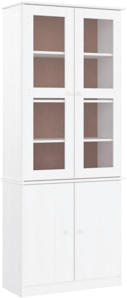 Vitrinenschrank ALTA Weiß 77x35x186,5 cm Massivholz Kiefer (Farbe: Weiß) Bild 1