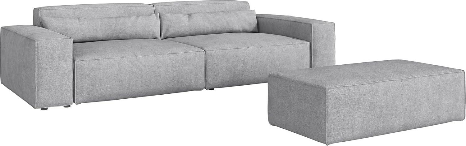Big-Sofa Sirpio XL 270x130 cm Mikrofaser Grau mit Hocker Bild 1