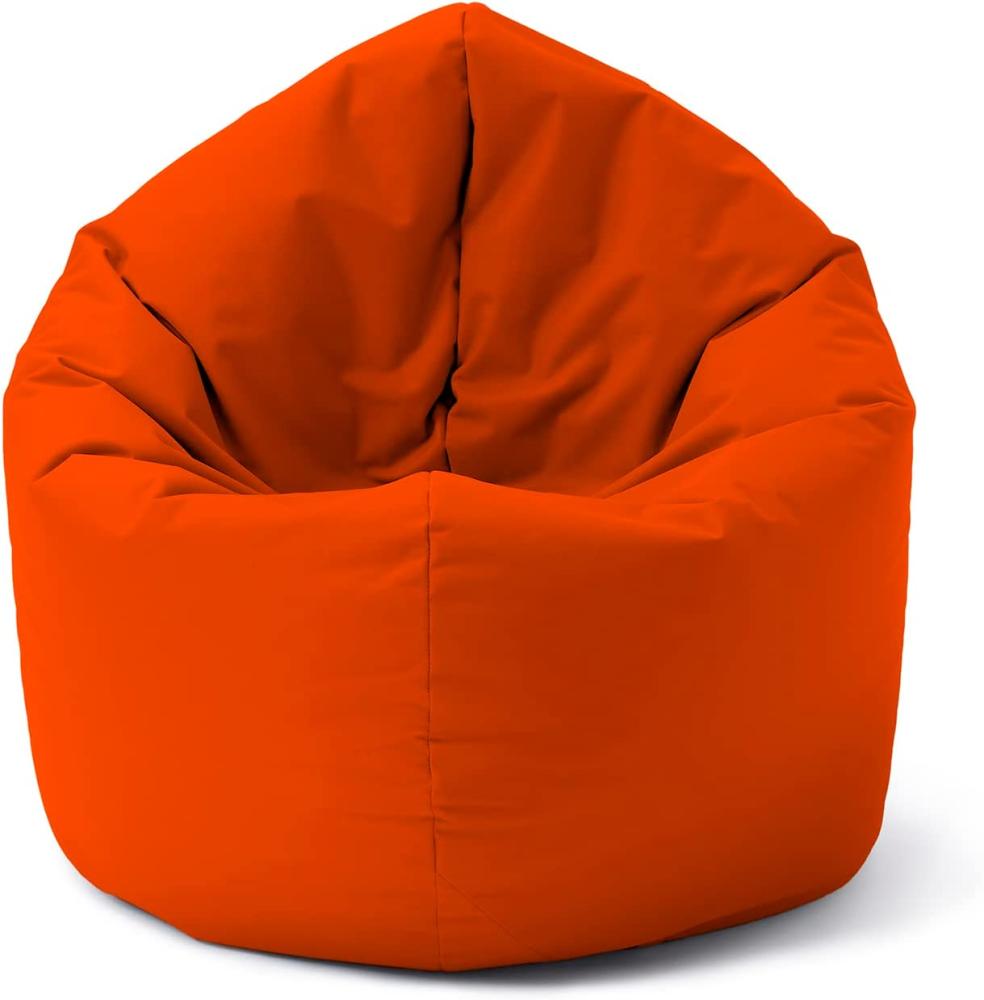 Lumaland Indoor/Outdoor-Sitzsack, Runder 2-in-1-Sitzsack für draußen und drinnen, 300l Füllung, 120 x 80 x 75 cm, wasserabweisend und robust, Orange Bild 1