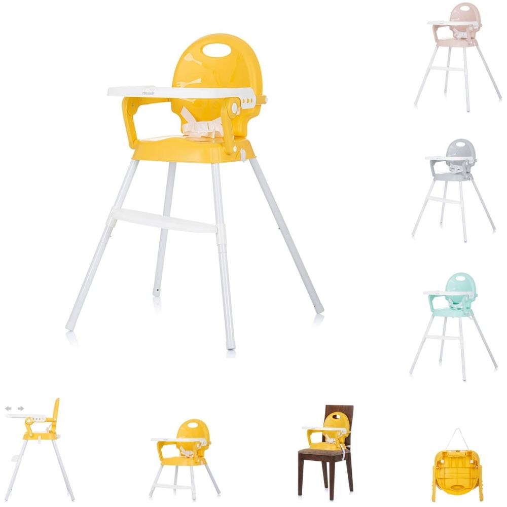 Chipolino Hochstuhl 3 in 1 Bonbon, Sitzerhöhung, Fußstütze, Tablett verstellbar gelb Bild 1