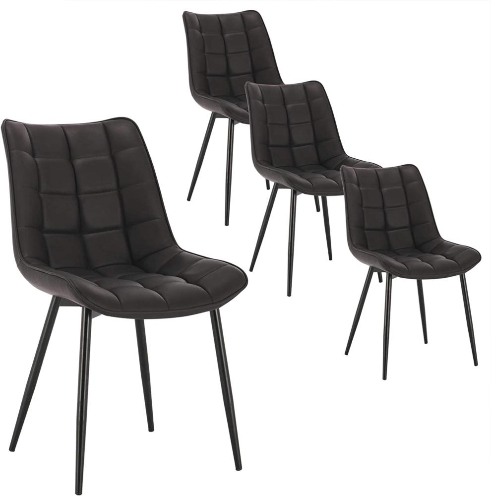 WOLTU 4 x Esszimmerstühle 4er Set Esszimmerstuhl Küchenstuhl Polsterstuhl Design Stuhl mit Rückenlehne, mit Sitzfläche aus Kunstleder, Gestell aus Metall, Anthrazit, BH207an-4 Bild 1
