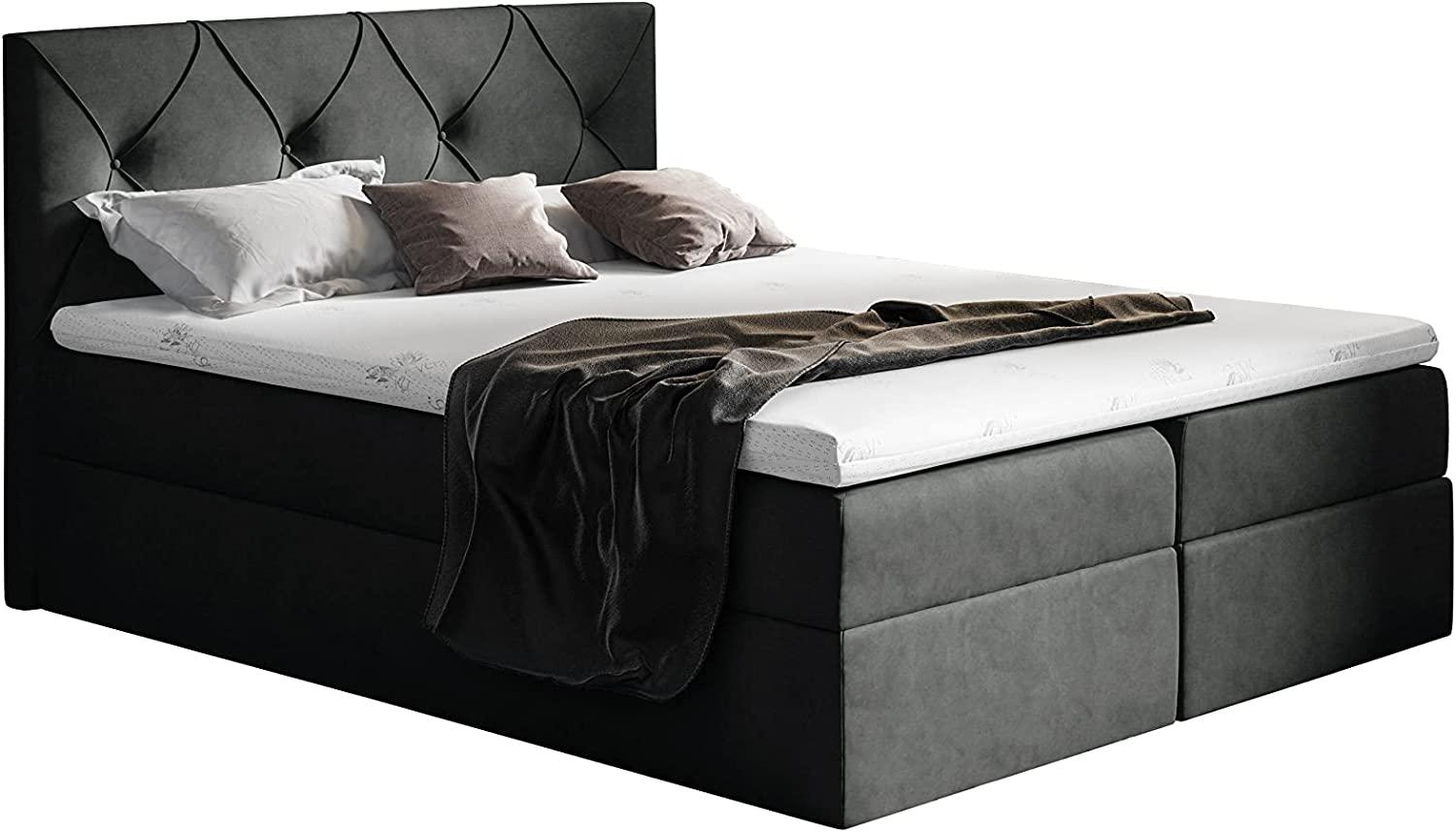 Stylefy 'Arian' Boxspringbett Velours Schwarz 180 x 200 cm Bild 1