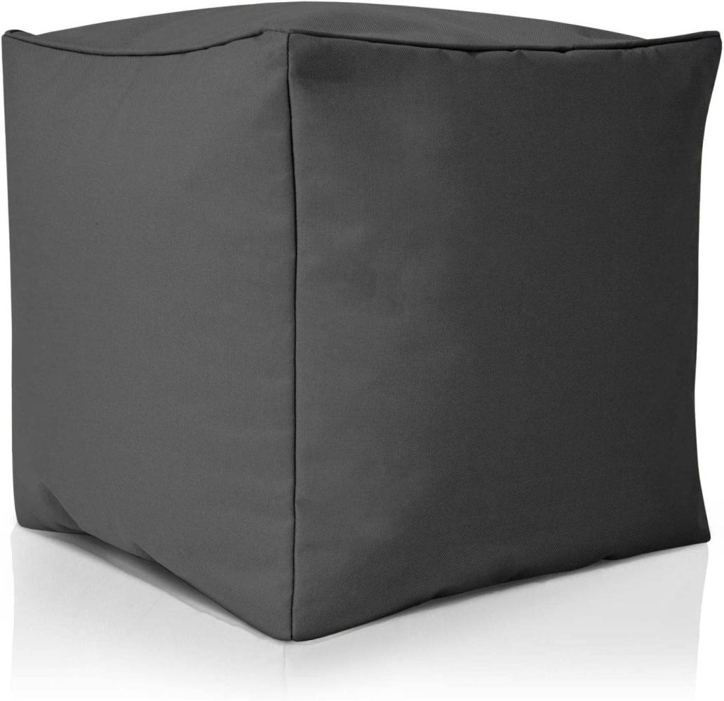 Green Bean© Sitzsack-Hocker "Cube" 40x40x40cm mit EPS-Perlen Füllung - Fußhocker Sitz-Pouf für Sitzsäcke - Sitzhocker Anthrazit Bild 1