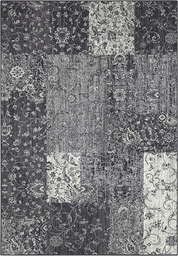 Kurzflor Teppich Kirie Grau Creme - 80x150x0,9cm Bild 1
