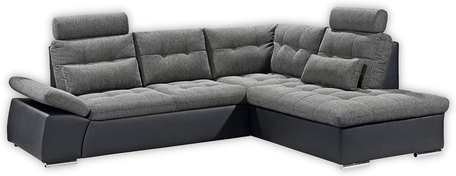 Ecksofa JAK Couch Schlafcouch Sofa Lederlook grau schwarz Ottomane rechts L-Form Bild 1