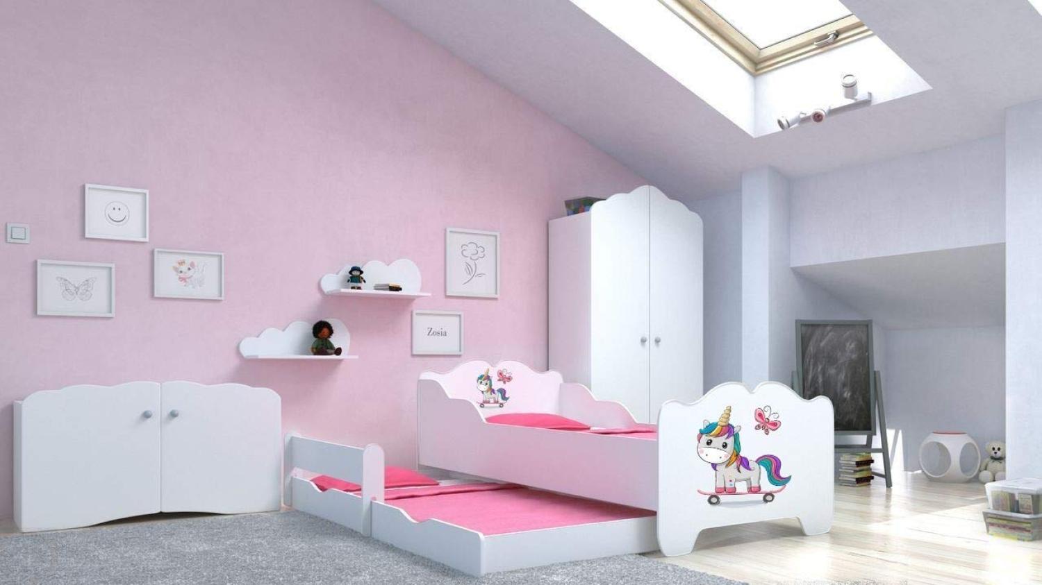 Angelbeds 'Anna' Kinderbett 80x160 cm, Motiv E2, mit Flex-Lattenrost, Schaummatratze und Schubbett Bild 1