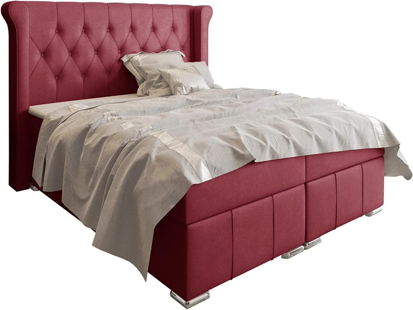 Stylefy 'Alonzo' Boxspringbett, Velours Monolith Bordeaux 200 x 200 cm Bild 1