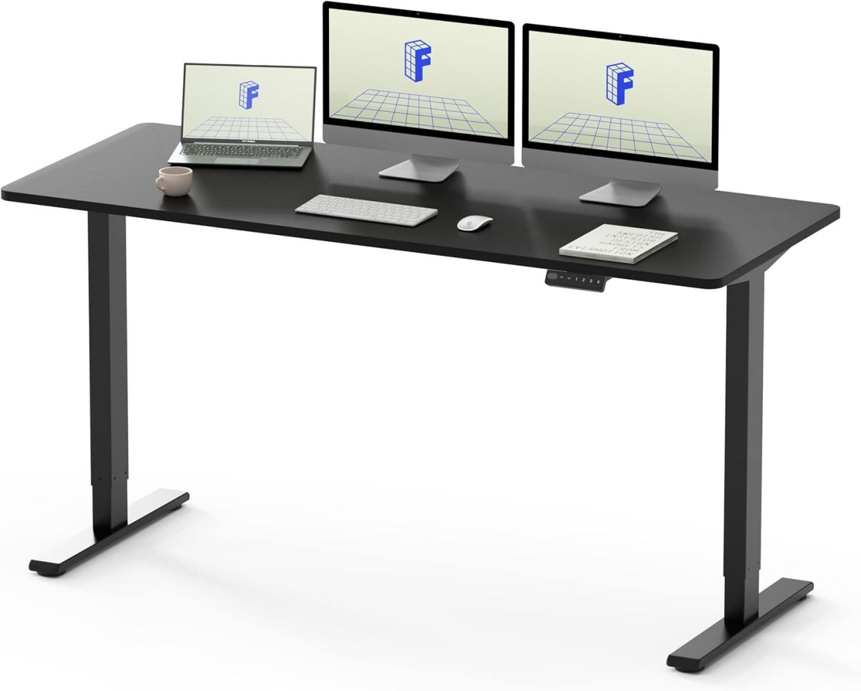Flexispot E1 Elektrisch Höhenverstellbarer Schreibtisch mit Tischplatte 2-Fach-Teleskop, mit Memory-Steuerung(160 x 80 cm, schwarz+weiß) Bild 1