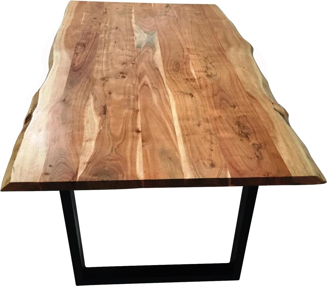 SAM® Stilvoller Esszimmertisch Imker aus Akazie-Holz, Baumkantentisch mit lackierten Beinen aus Roheisen, naturbelassene Optik mit einer Baumkanten-Tischplatte, 200 x 100 cm Bild 1
