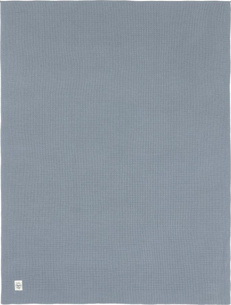 LÄSSIG Babystrickdecke Kuscheldecke Babydecke gestrickt 100% Bio Baumwolle GOTS/Knitted Blanket light blue Bild 1