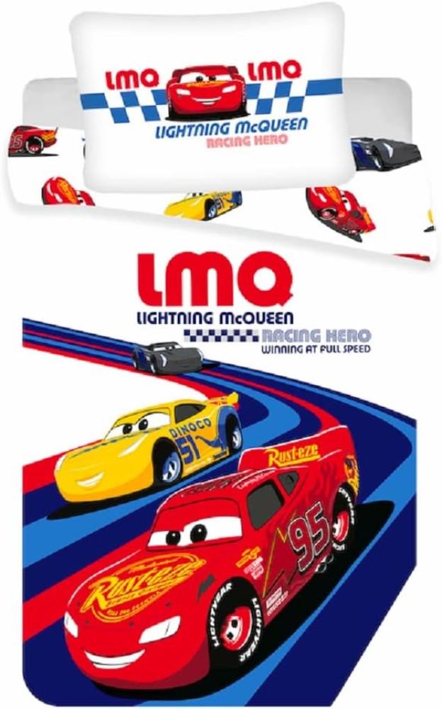 \"Disney Pixar Cars Baby Kinder WendebettwÃ¤sche \"\"Racing Hero\"\" Lightning McQueen Cruz Ramirez Bettdecke 100 x 135 + Kopfkissen 40 x 60 cm mit ReiÃŸverschluss 100% Baumwolle\" Bild 1