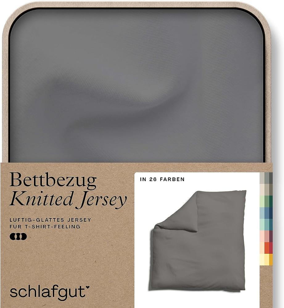 Schlafgut Knitted Jersey Bettwäsche | Bettbezug einzeln 200x200 cm | grey-mid Bild 1