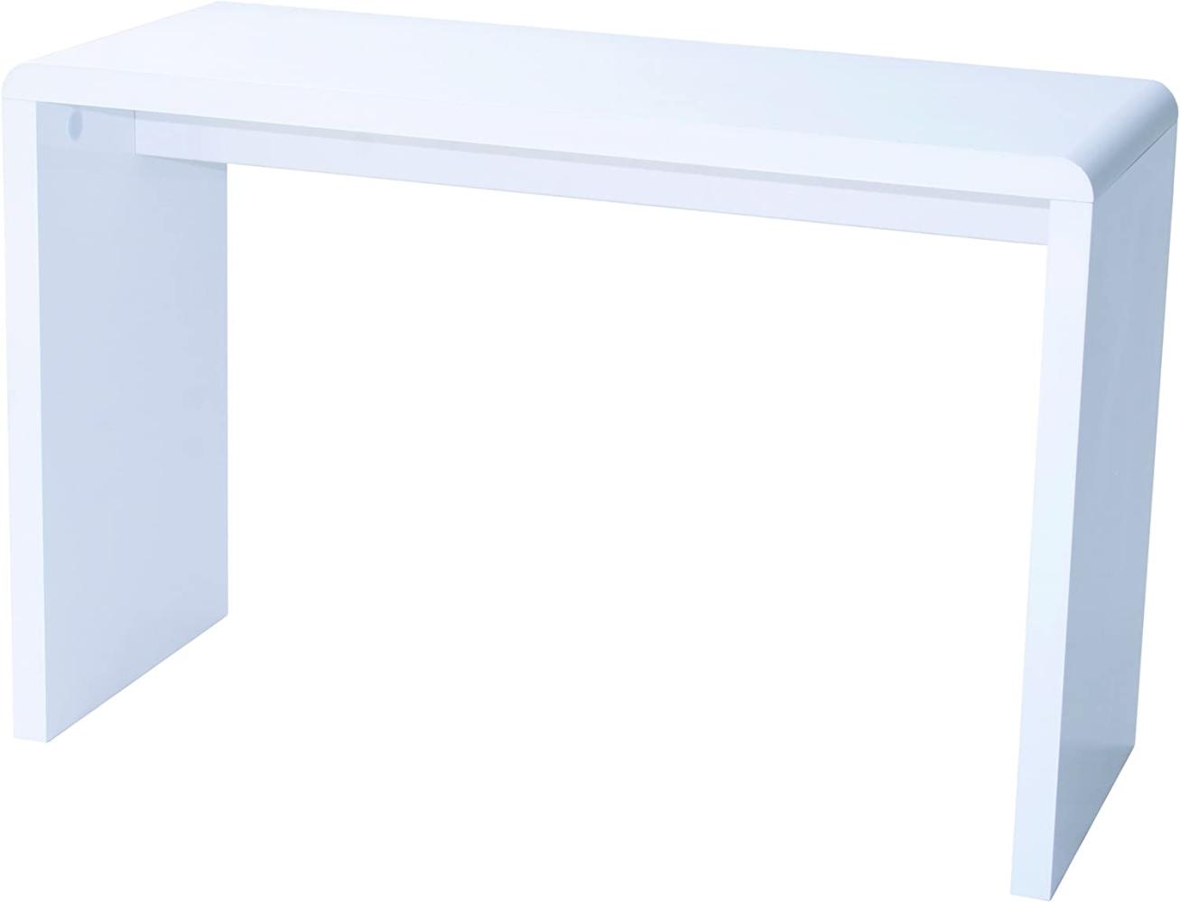 Prana - moderner Schreibtisch, Schminktisch, Bastelltisch, abgerundete Kanten, weiss hochglanz Bild 1