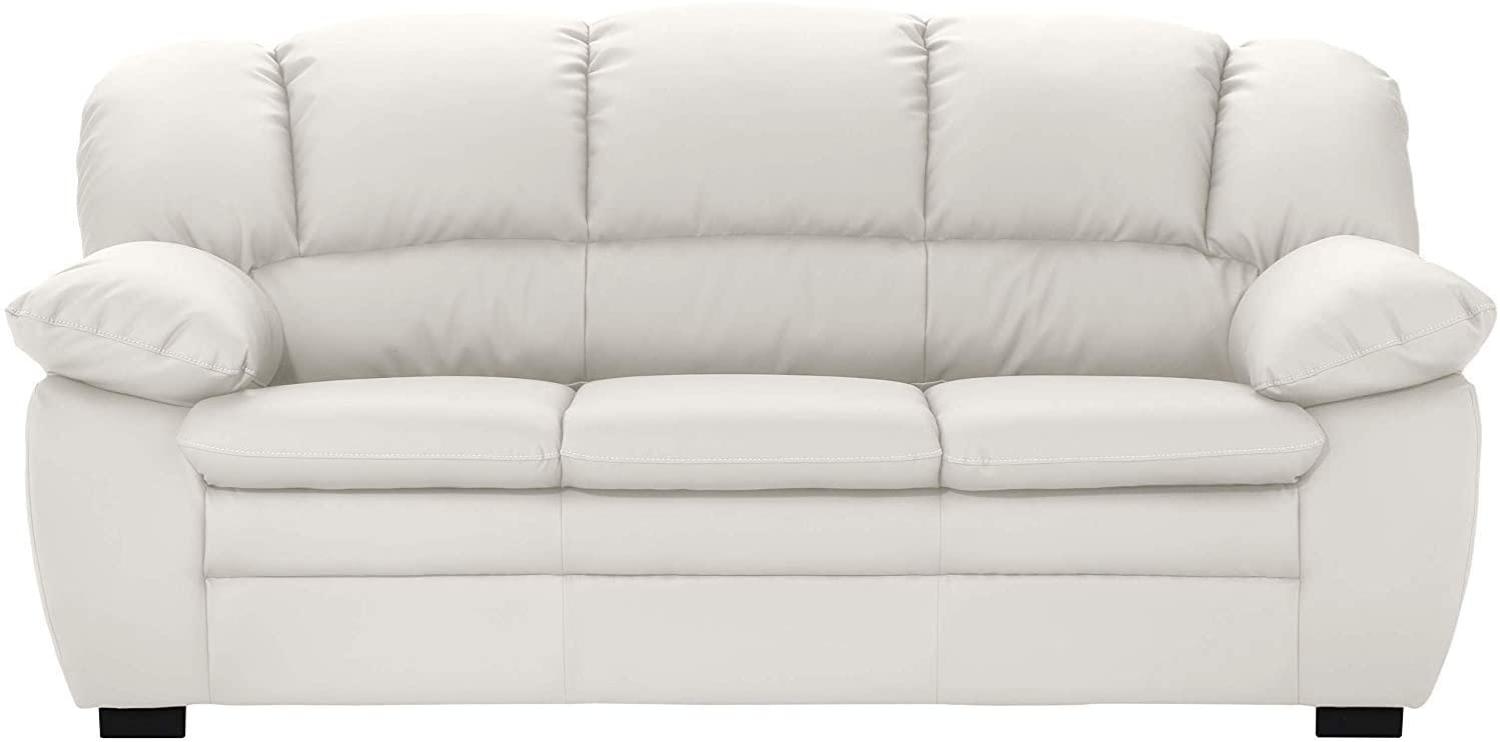Mivano 3-Sitzer Sofa Casino, Große Ledercouch mit moderner Kontrastnaht, 191 x 88 x 92, Kunstleder Weiß Bild 1