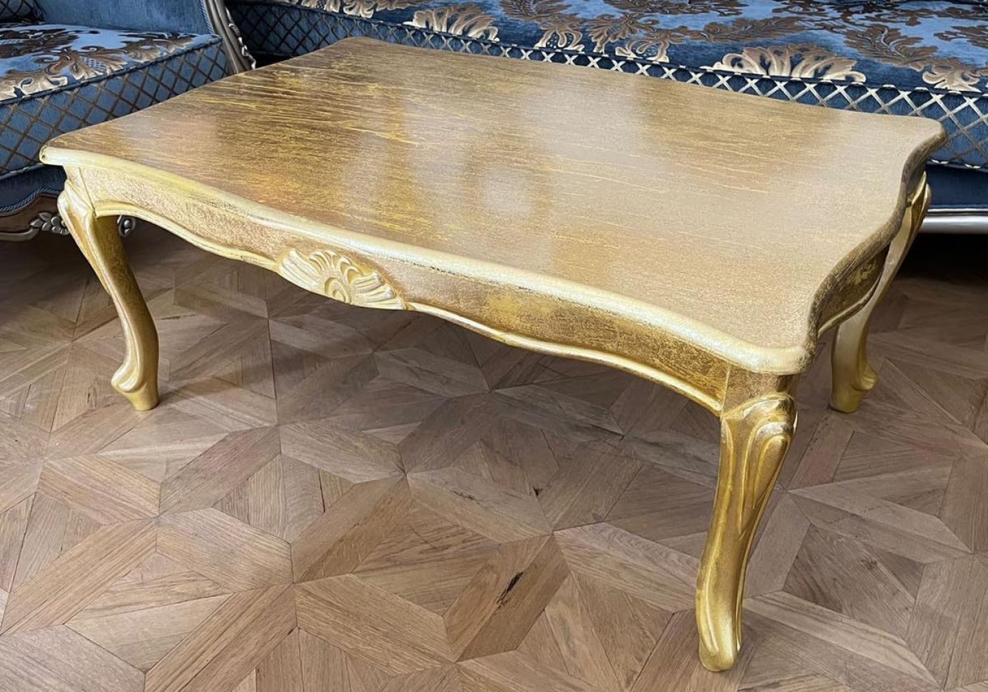 Casa Padrino Luxus Barock Couchtisch Antik Gold - Massivholz Wohnzimmertisch im Barockstil - Barock Möbel - Luxus Möbel im Barockstil - Barock Einrichtung - Edel & Prunkvoll Bild 1