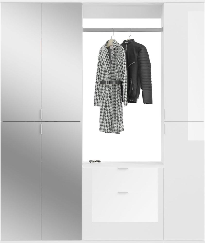 Garderobenschrank mit Spiegel ProjektX in weiß Hochglanz 152 x 193 cm Bild 1
