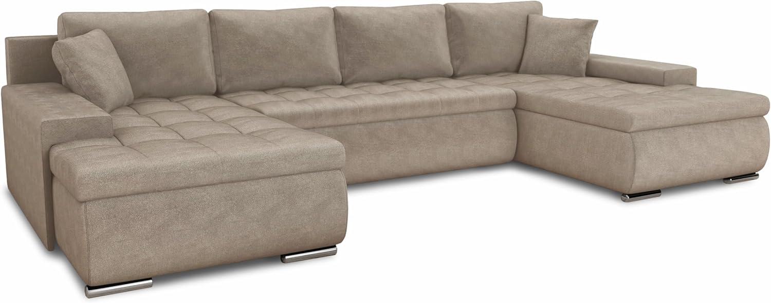 Sofnet Wohnlandschaft Faris U, mit Schlaffunktion und Bettkasten, Ecksofa, U-Form Couch, Schlafsofa mit Wellenfeder Bild 1