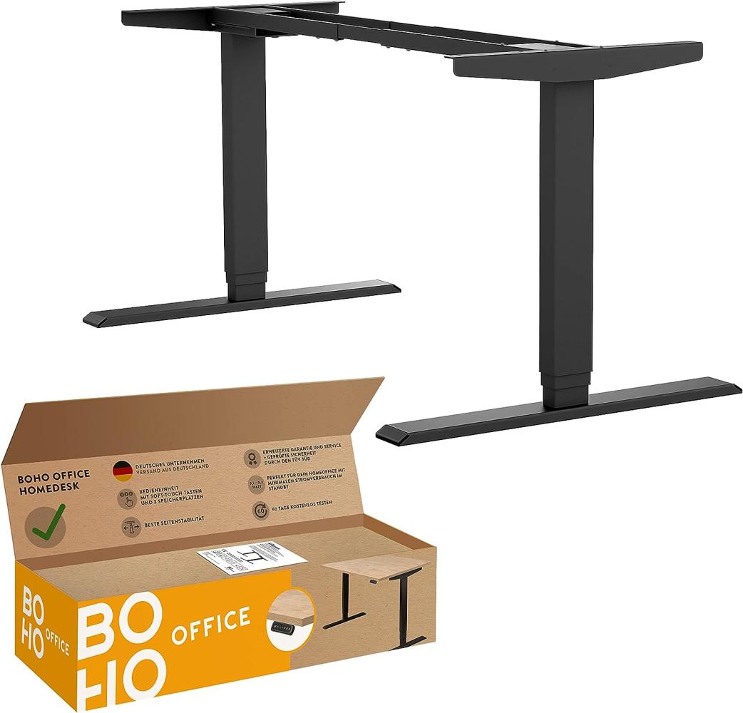 boho office® Homedesk - elektrisch stufenlos höhenverstellbares Tischgestell mit Memoryfunktion (Schwarz (RAL9005)) Bild 1