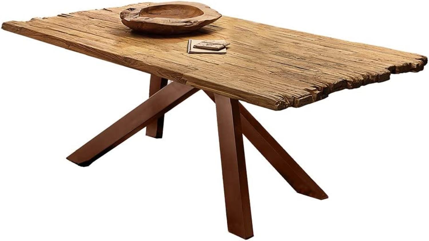 TABLES&Co Tisch 180x100 Teak Natur Metall Braun Bild 1